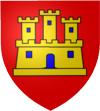 De gueules au château d'or ouvert et ajouré d'azur