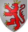 D'argent au lion de gueules, arm, lampass et couronn d'or