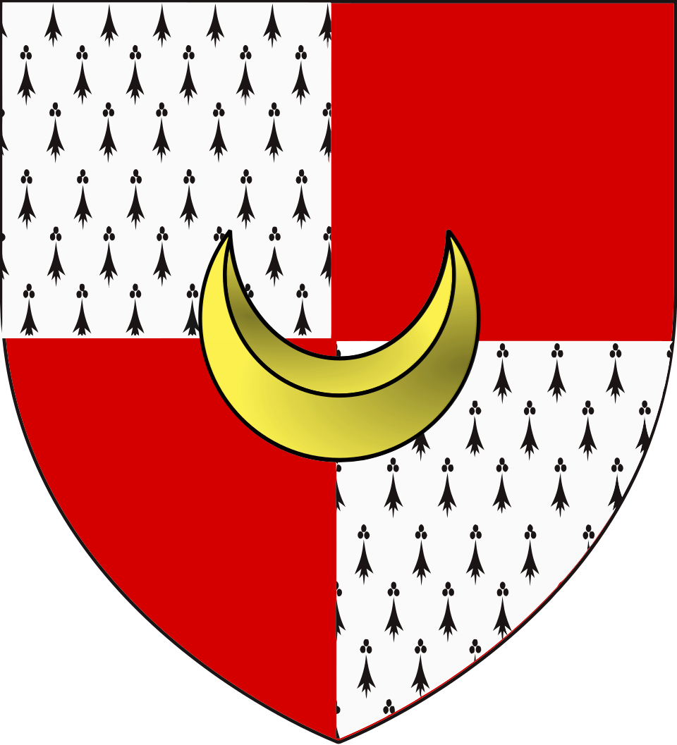 �cartel� d'hermine et de gueules surmont� d'un croissant d'or
