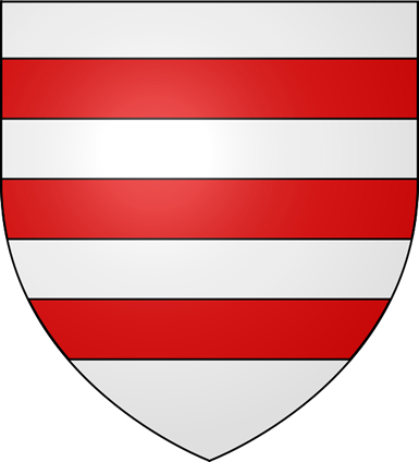 D'argent,  trois fasces de gueules